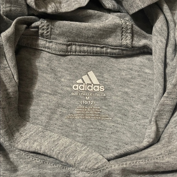 Adidas Gray Logo Boys Hooded Long Sleeve Size M - Picture 2 of 3